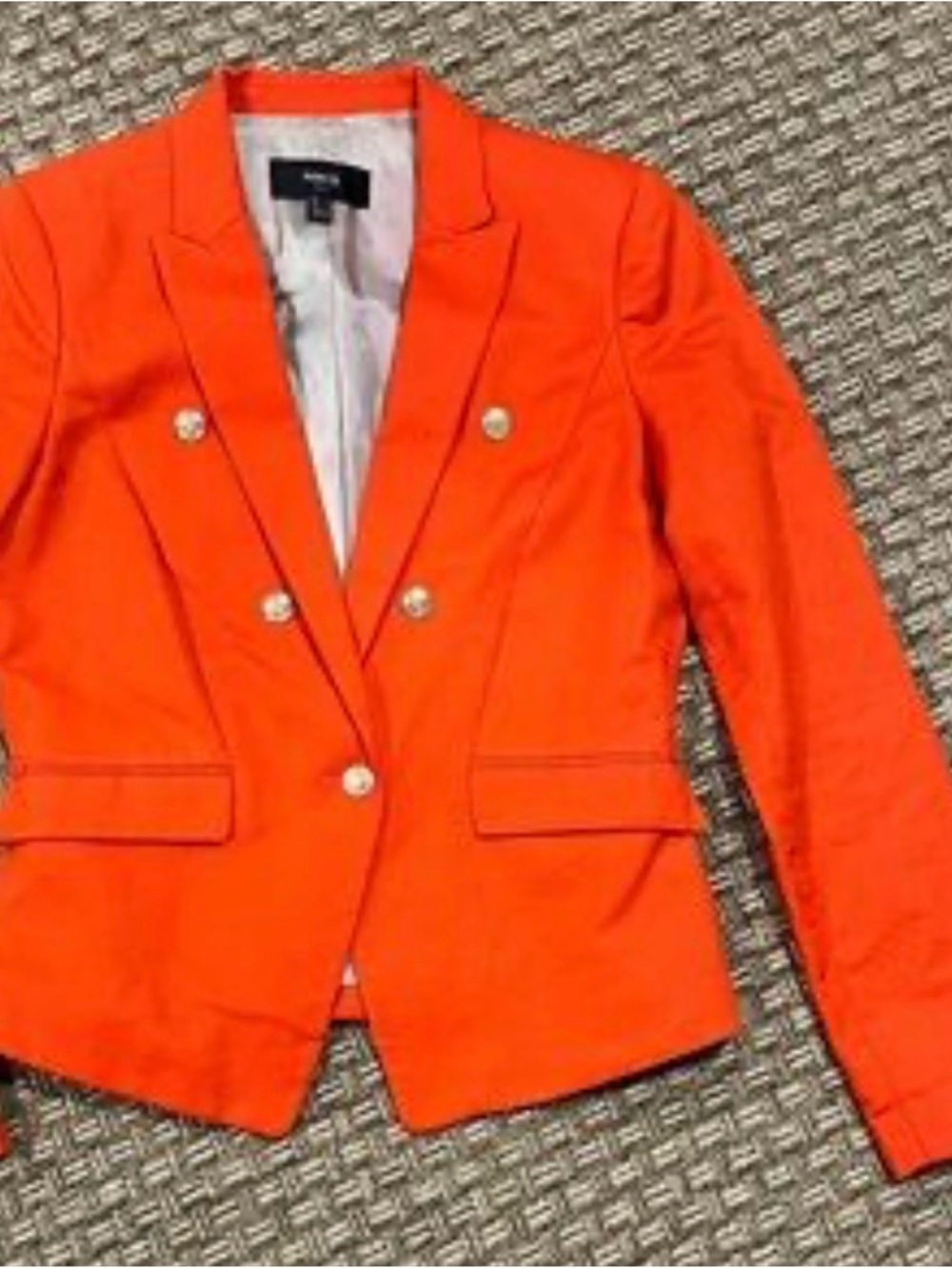 LIKE NEW/MANGO ORANGE π DOUBLE BREAST LINEN BLAZER SZ: M - Picture 3 of 10